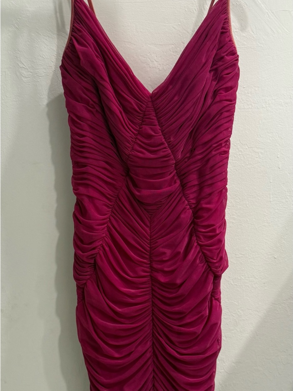 Ruched Fuchsia Slip Dress - Women
